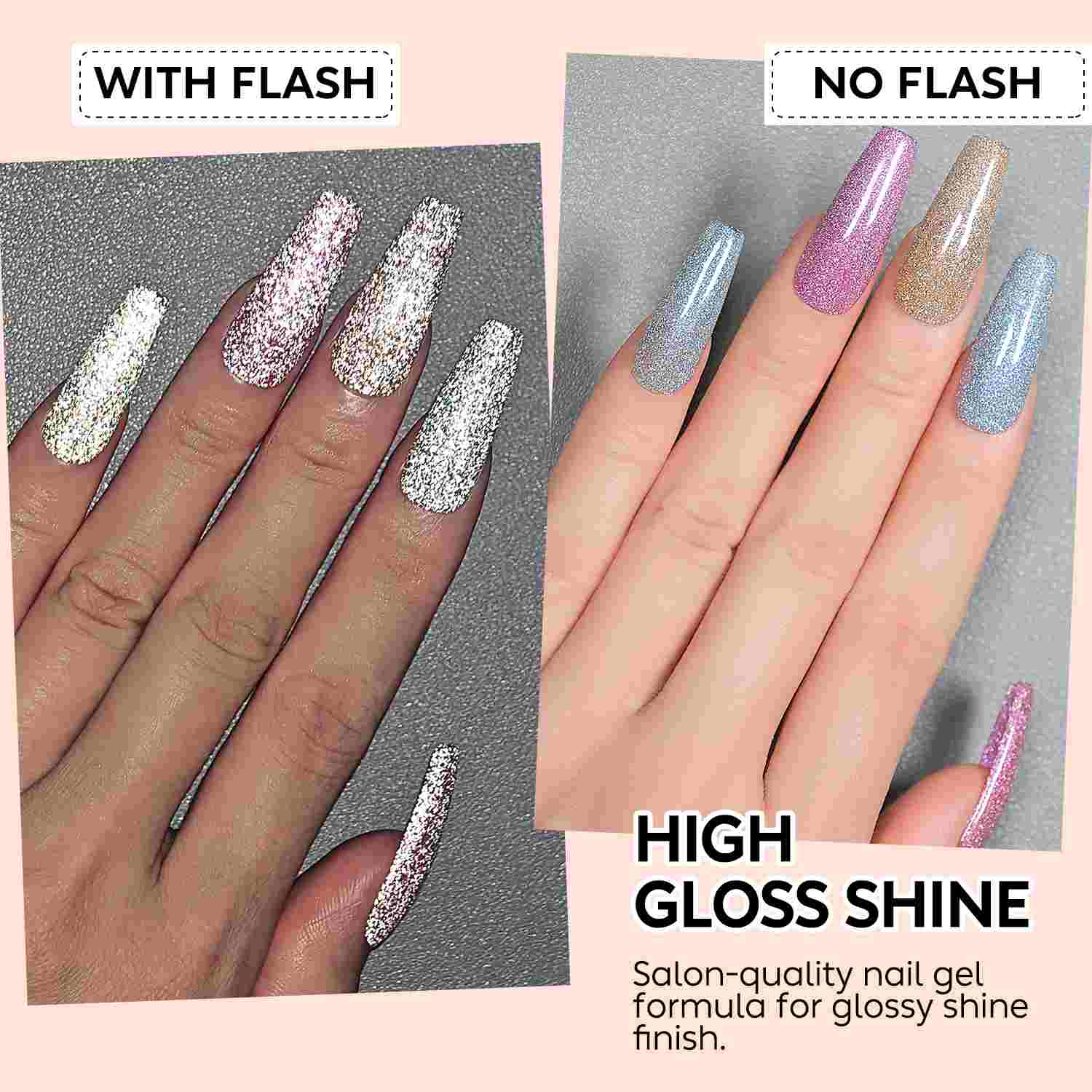 AIMEILI Reflective Glitter Gel Set 108 – 6 Colors, Vegan &amp; Cruelty-Free
