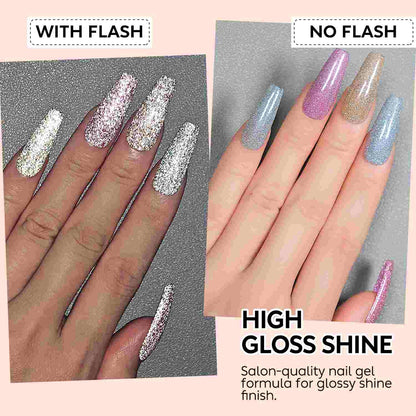 AIMEILI Reflective Glitter Gel Set 108 – 6 Colors, Vegan &amp; Cruelty-Free
