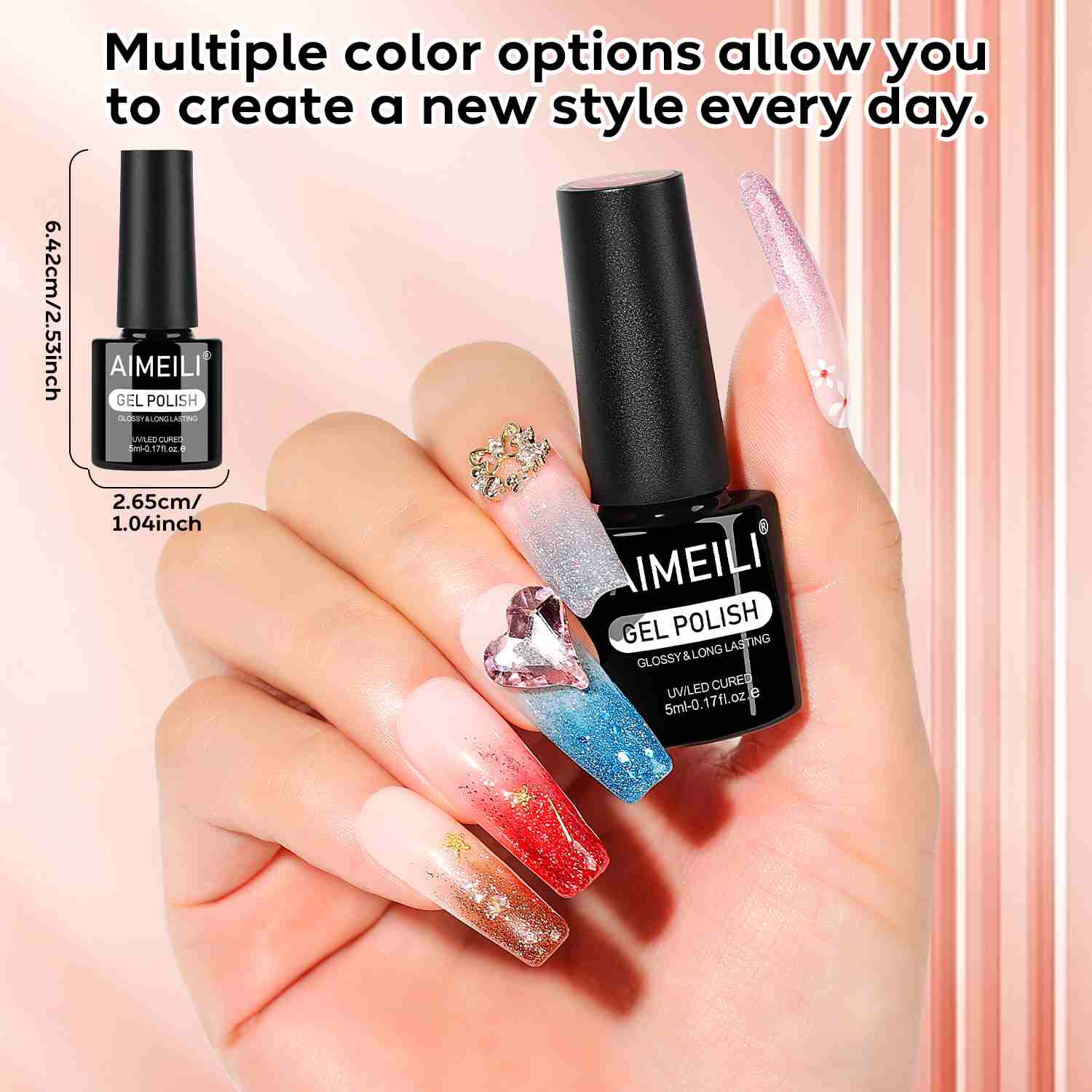 AIMEILI Reflective Glitter Gel Set 108 – 6 Colors, Vegan &amp; Cruelty-Free