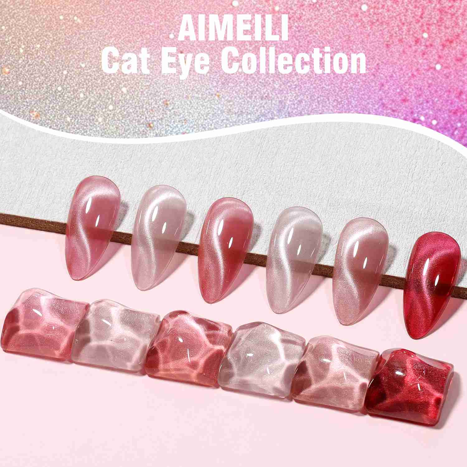 AIMEILI Cat Eye Gel Polish Set – 6 Pink Colors 116