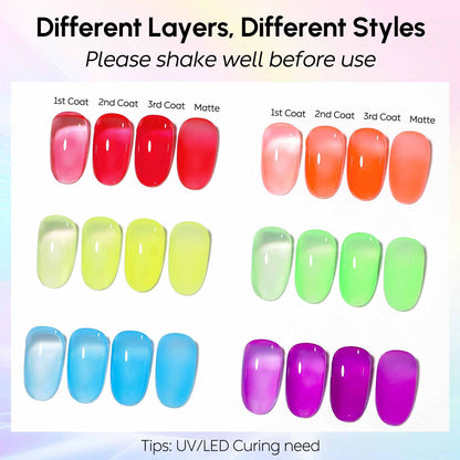 AIMEILI Rubber Base Gel Set – 6 Summer Shades-124