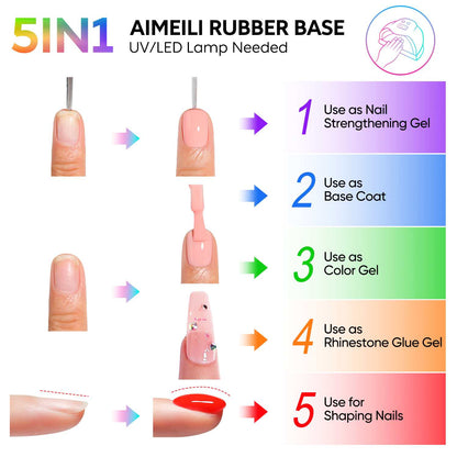 AIMEILI Rubber Base Gel Set – 6 Summer Shades-124