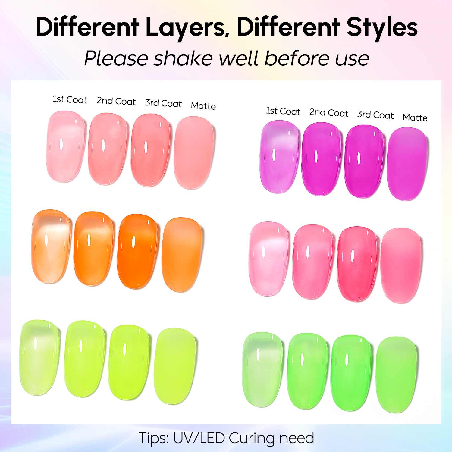 AIMEILI Rubber Base Gel Set – 6 Summer Shades-125