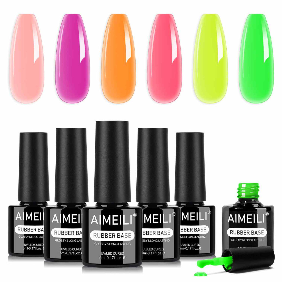 AIMEILI Rubber Base Gel Set – 6 Summer Shades-125