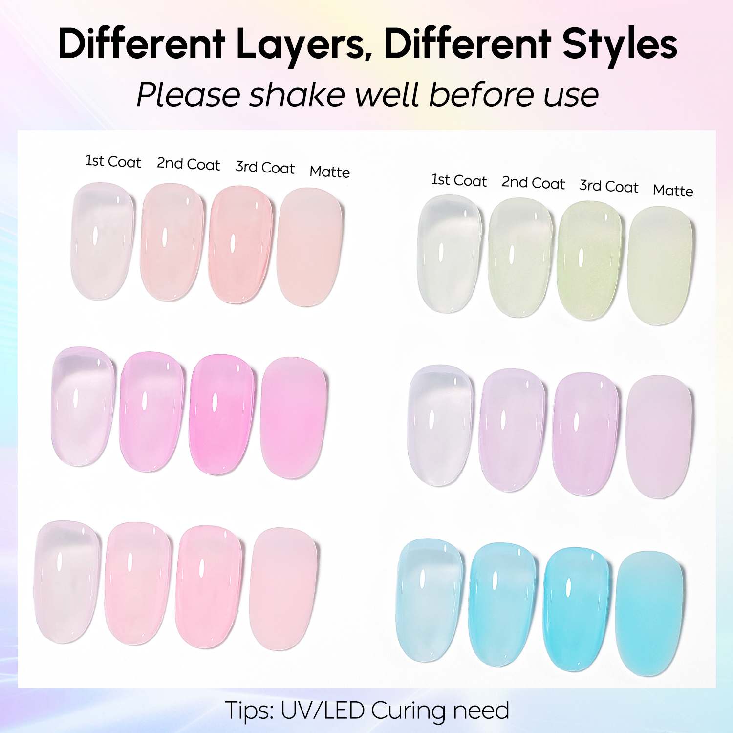 AIMEILI Rubber Base Gel Set – 6 Summer Shades-126