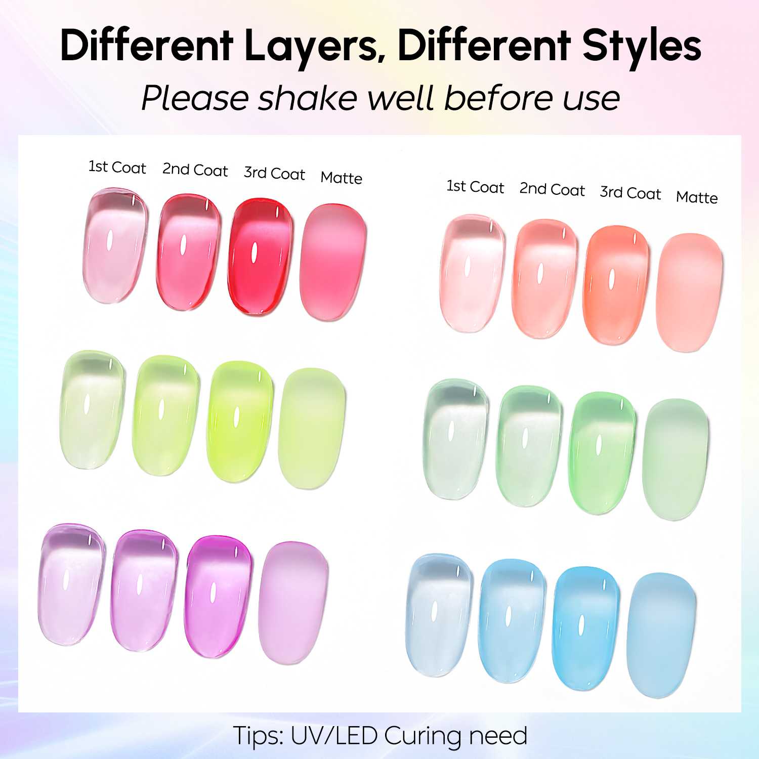 AIMEILI Builder Base Gel SET6-127 nail swatches 