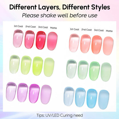 AIMEILI Builder Base Gel SET6-127 nail swatches 