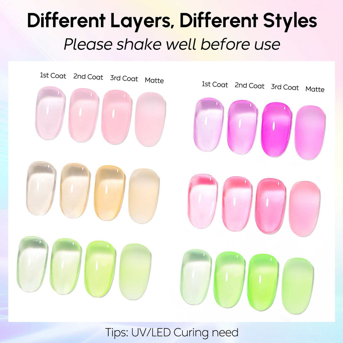AIMEILI Builder Base Gel SET6-128 nail swatches 