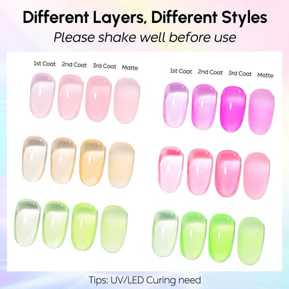 AIMEILI Builder Base Gel SET6-128 nail swatches 