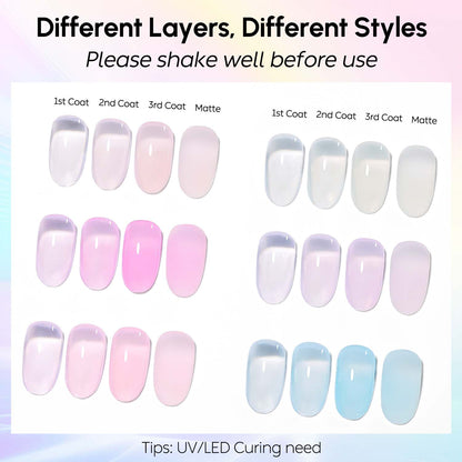 AIMEILI Builder Base Gel SET6-129 nail swatches 