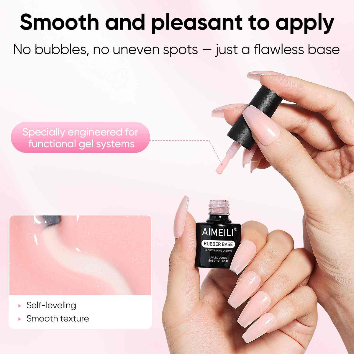 AIMEILI Glitter Rubber Base Gel – 6 Pink &amp; Nude Shades, 5ml Each
