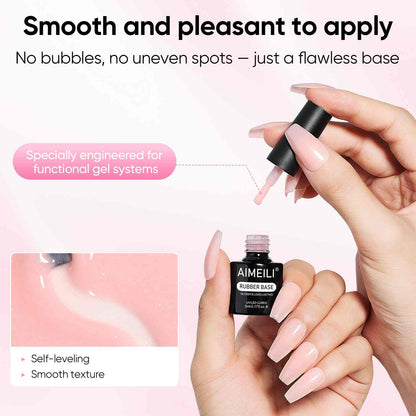 AIMEILI Glitter Rubber Base Gel – 6 Pink &amp; Nude Shades, 5ml Each