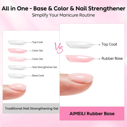 AIMEILI Glitter Rubber Base Gel – 6 Pink &amp; Nude Shades, 5ml Each