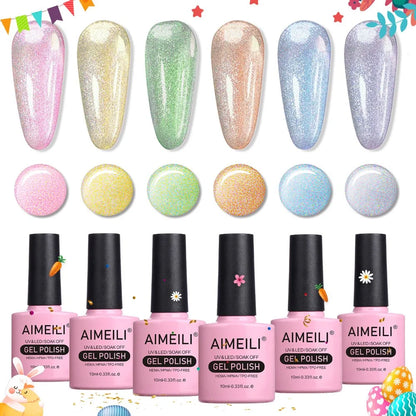 Neon reflective gel nail polish set