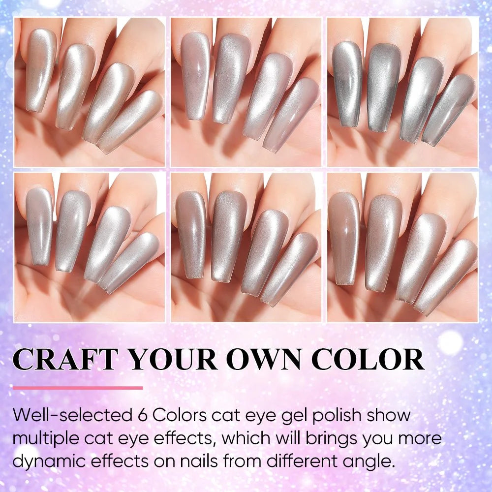 6 colors cat eye gel polish for nails