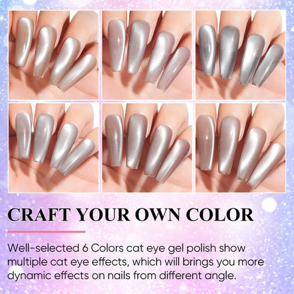 6 colors cat eye gel polish for nails