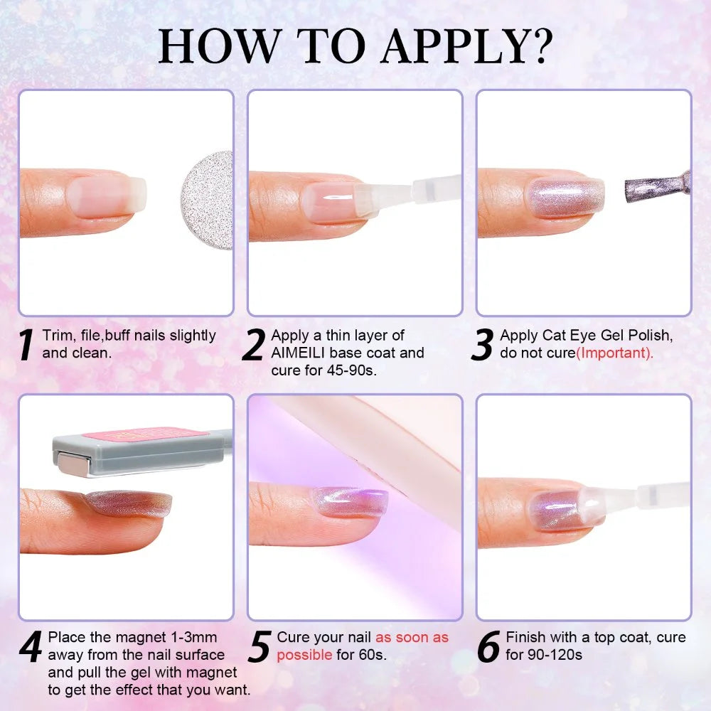How to apply the cat eye gel polish for nails
