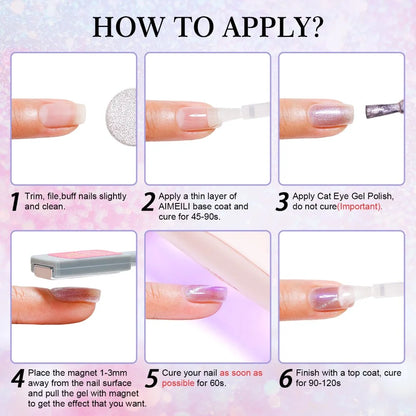 How to apply the cat eye gel polish for nails