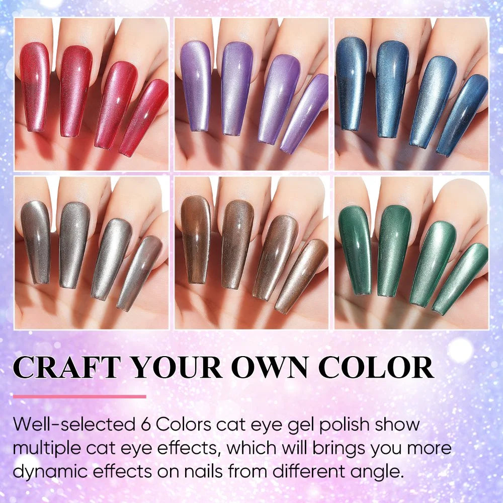  6 Colorful cat eye gel polish for nails