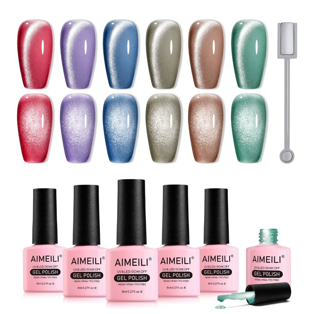 Colorful cat eye gel polish set