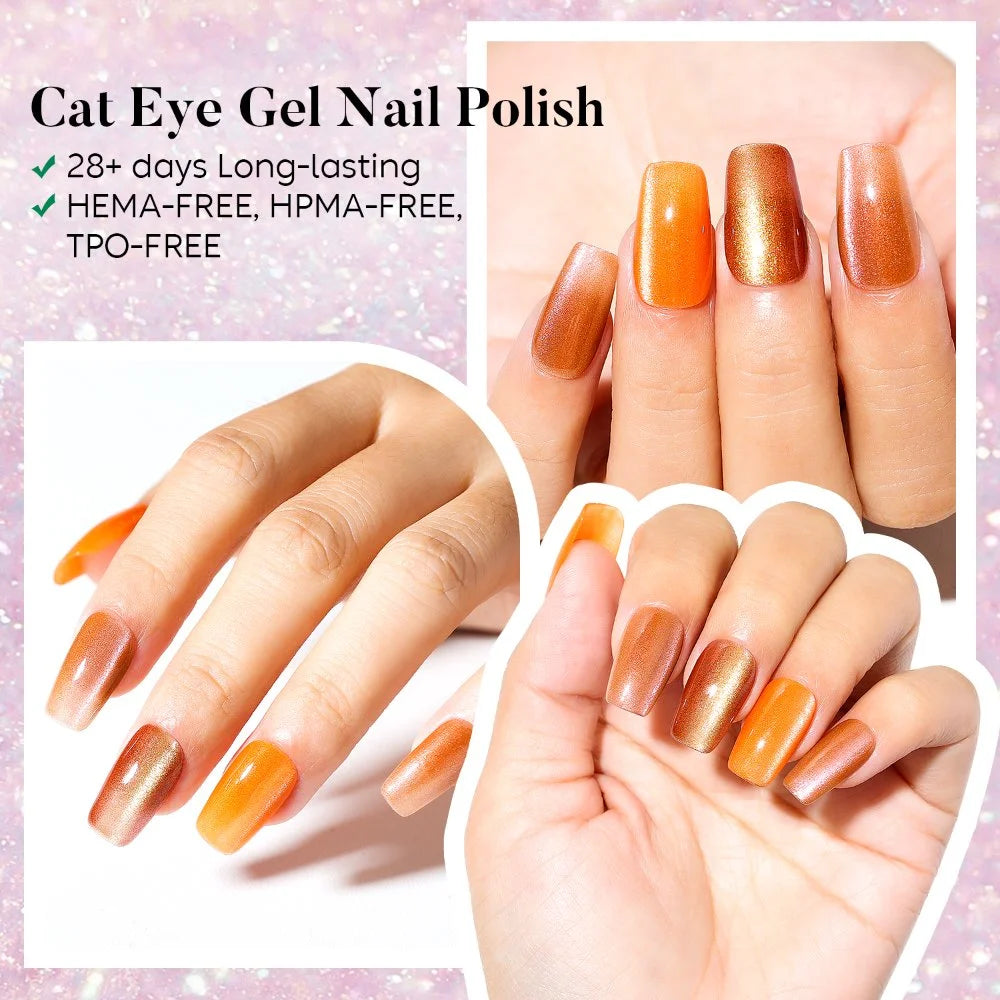 AIMEILI Cat Eye Gel Nail Polish –6 Colors, 10ml | Warm caramel &amp; amber Colors | SET6-67