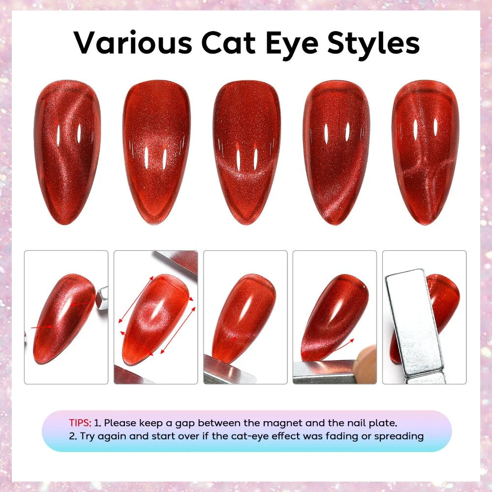 AIMEILI Cat Eye Gel Nail Polish –6 Colors, 10ml | Brown Gold Magnetic Colors | SET6-68