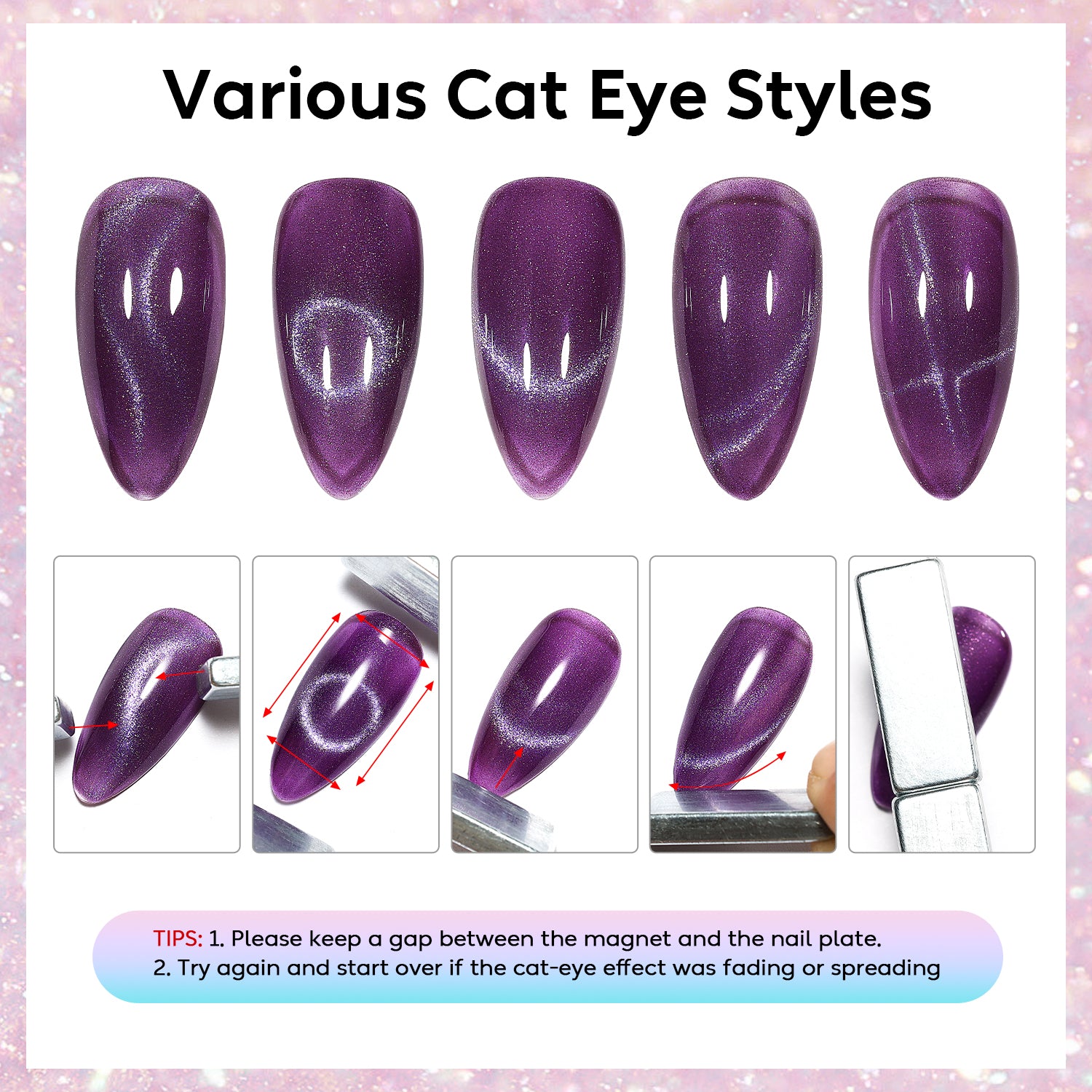 Purple Cat Eye Nail Kit | Set Of 6pcs X 10ml