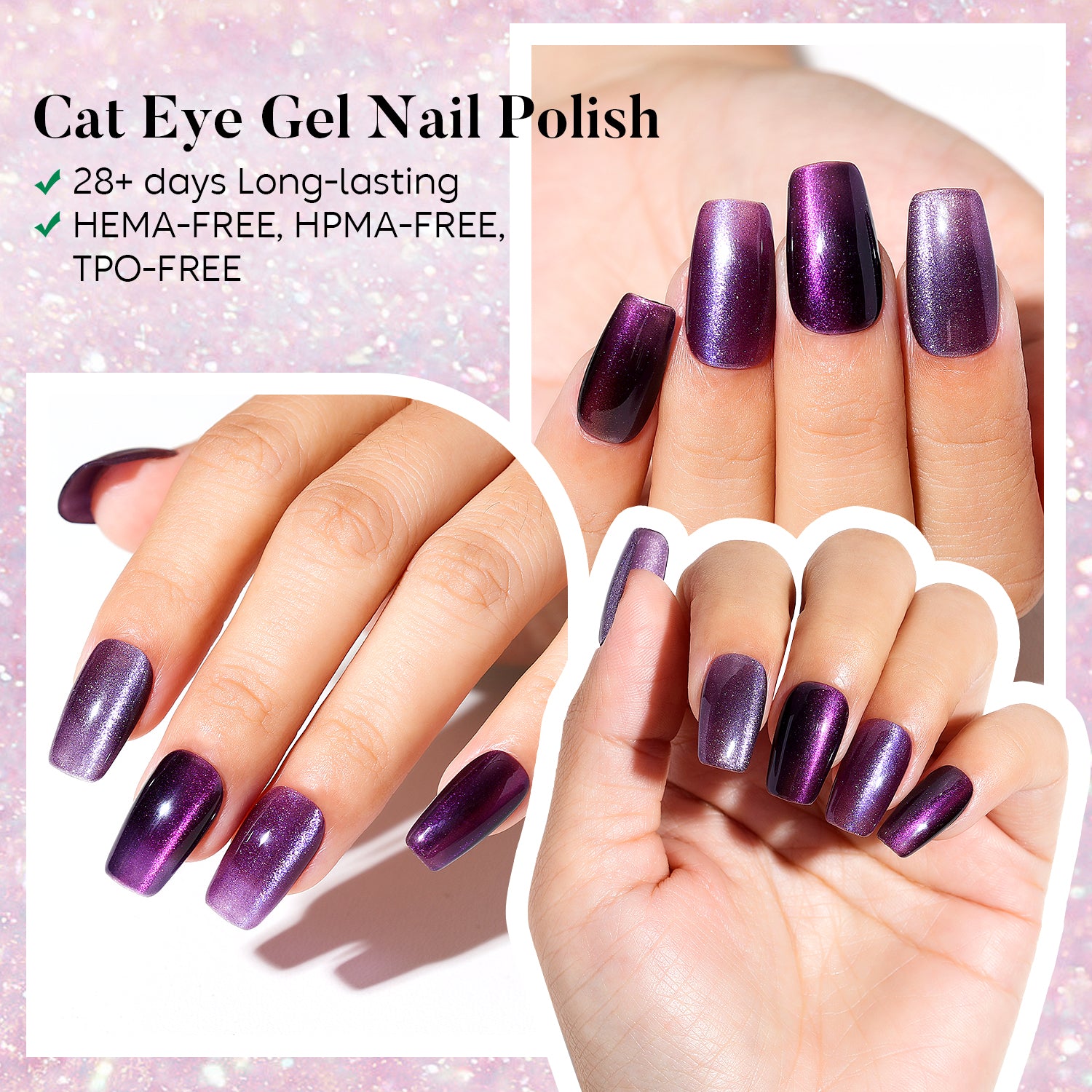 Purple Cat Eye Nail Kit | Set Of 6pcs X 10ml