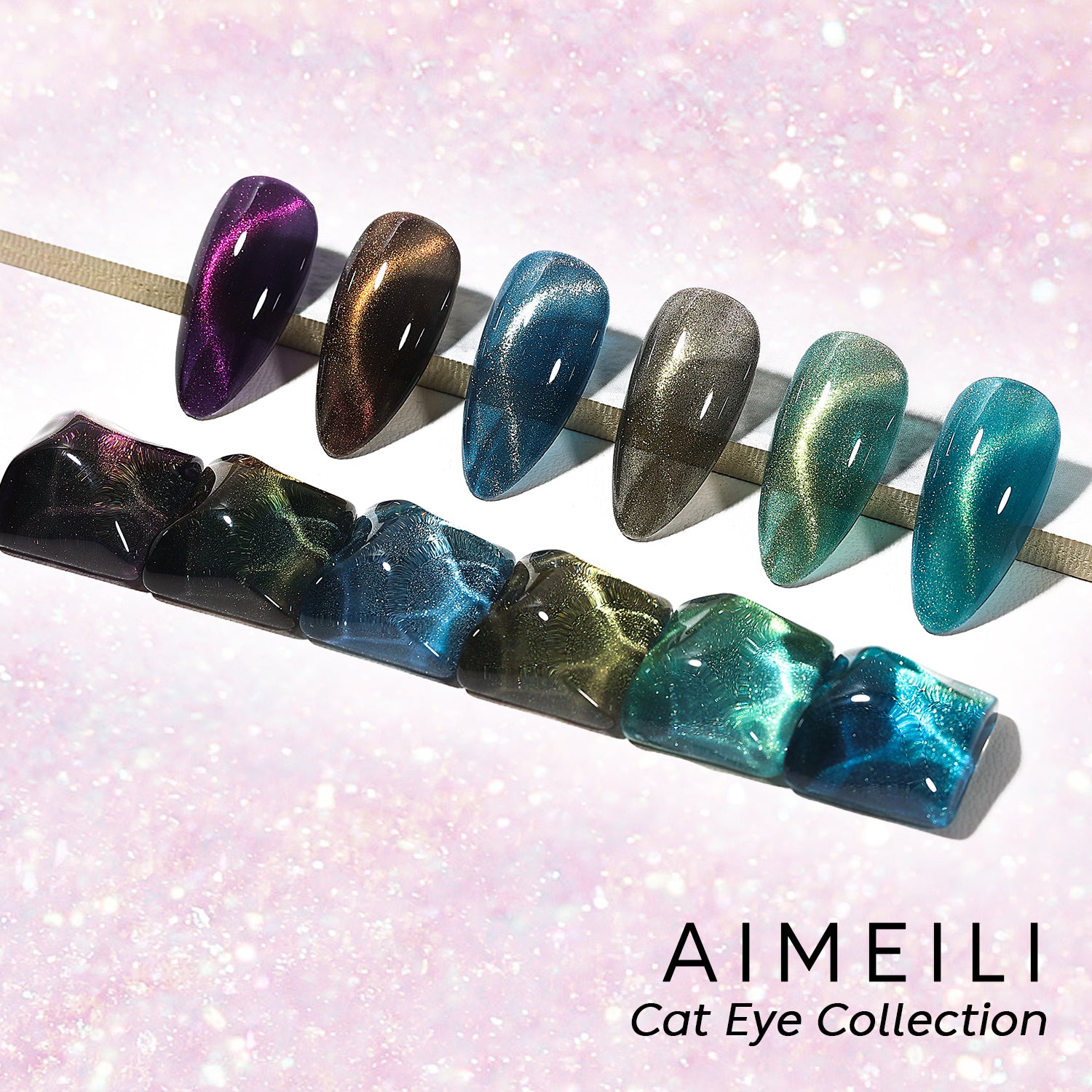 Multi Green Dark Color Cat Eye Nail Kit | Set Of 6pcs X 10ml