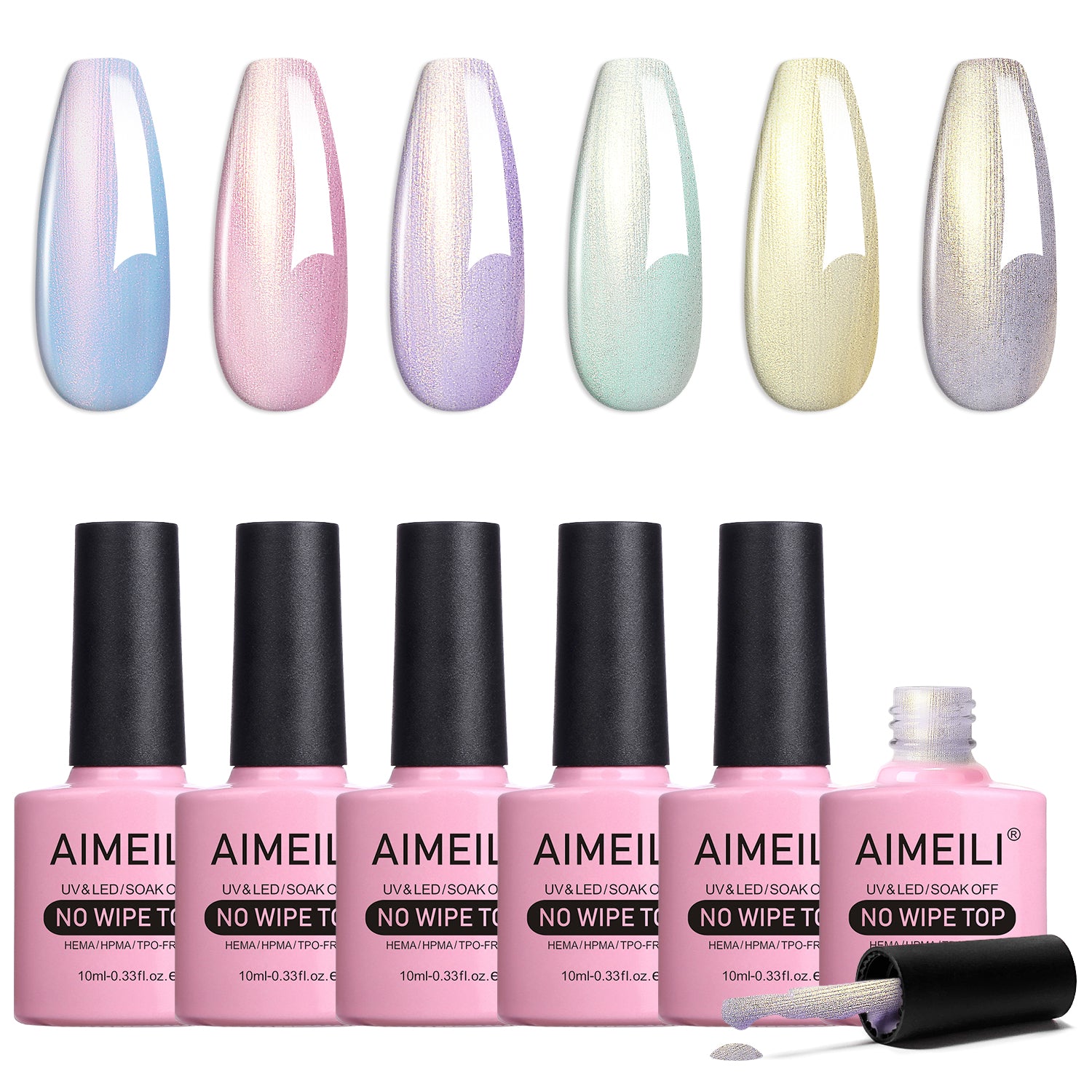 AIMEILI Pearl Glitter Top Coat Gel Polish Set