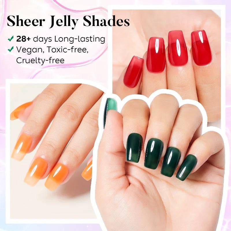 Sheer jelly shades nails
