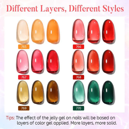 different effect of the jelly gel on nails