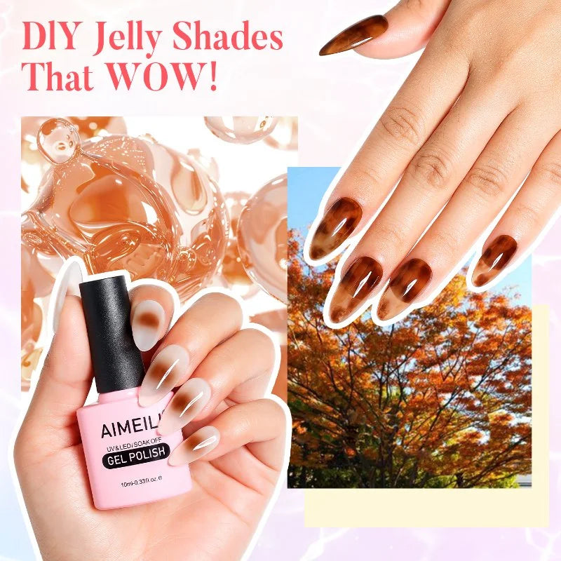 AIMEILI Transparent Icy Jelly Gel Nail Polish SET6-78