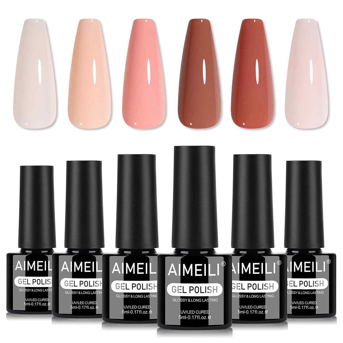 AIMEILI Nude Gel Nail Polish – 6 Colors, 5ml | Sheer &amp; Elegant | SET6-79_5ML