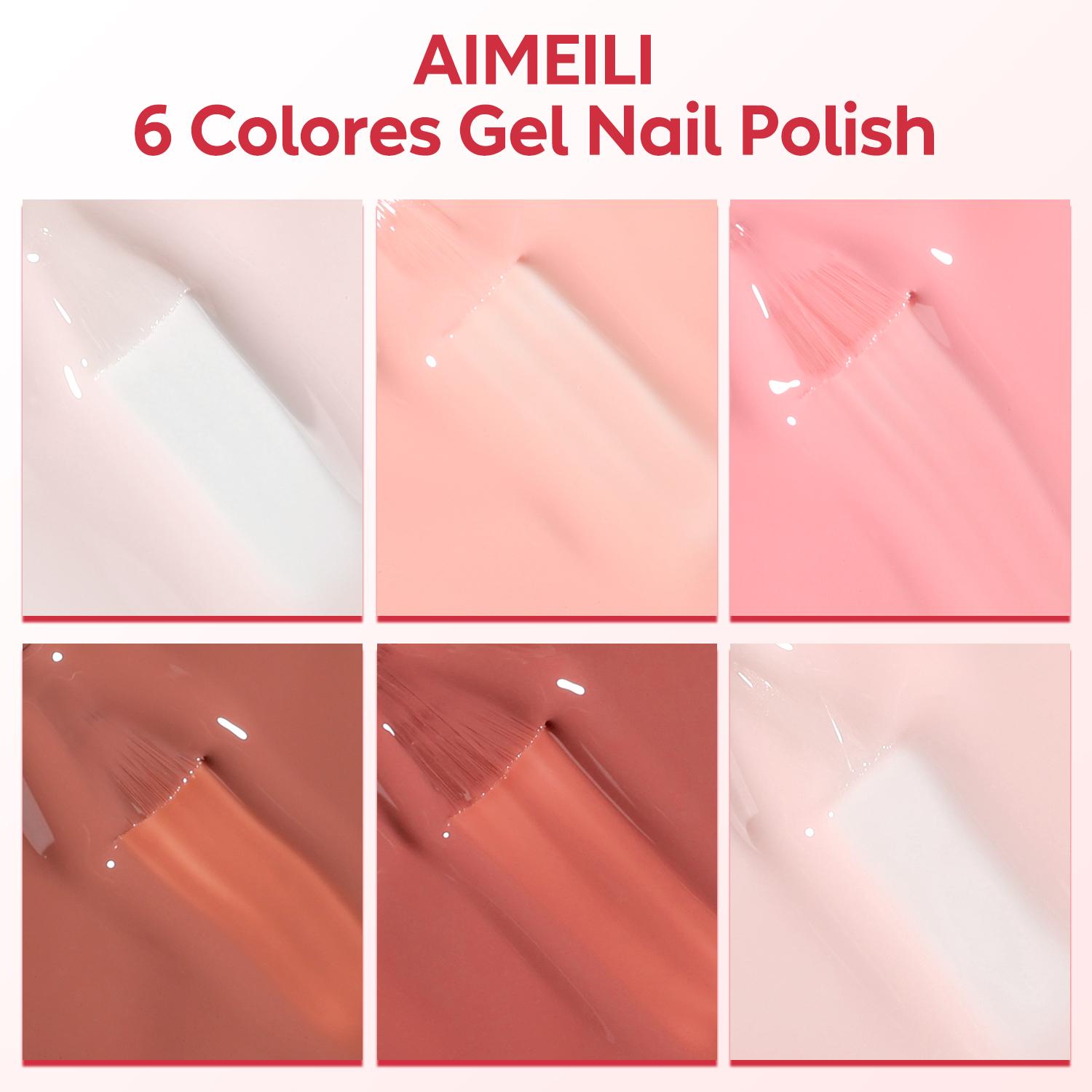 AIMEILI Nude Gel Nail Polish – 6 Colors, 5ml | Sheer &amp; Elegant | SET6-79_5ML