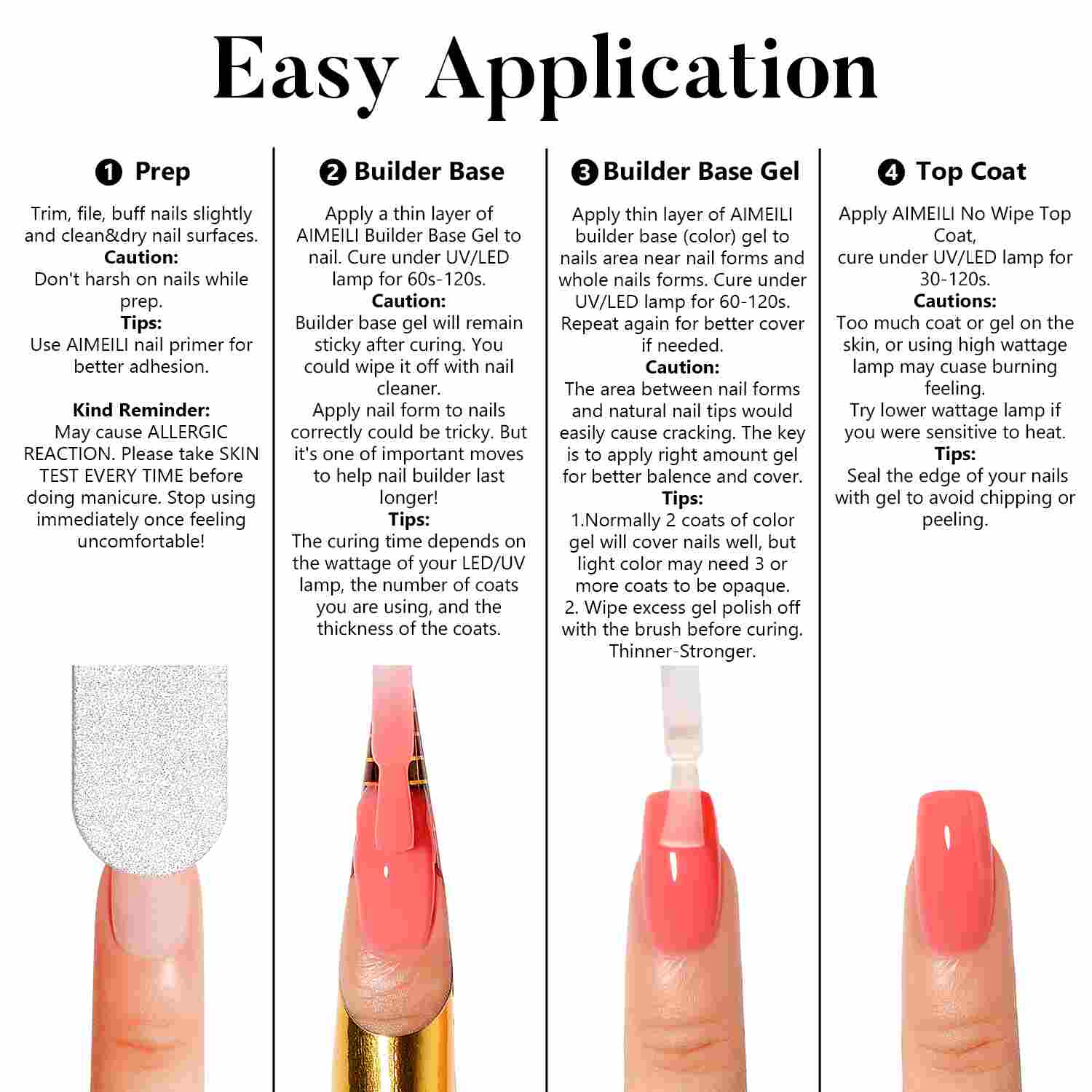 AIMEILI Builder Nail Gel Set – 6 Clear Nude Builder Gels (5ML) | Kit 80