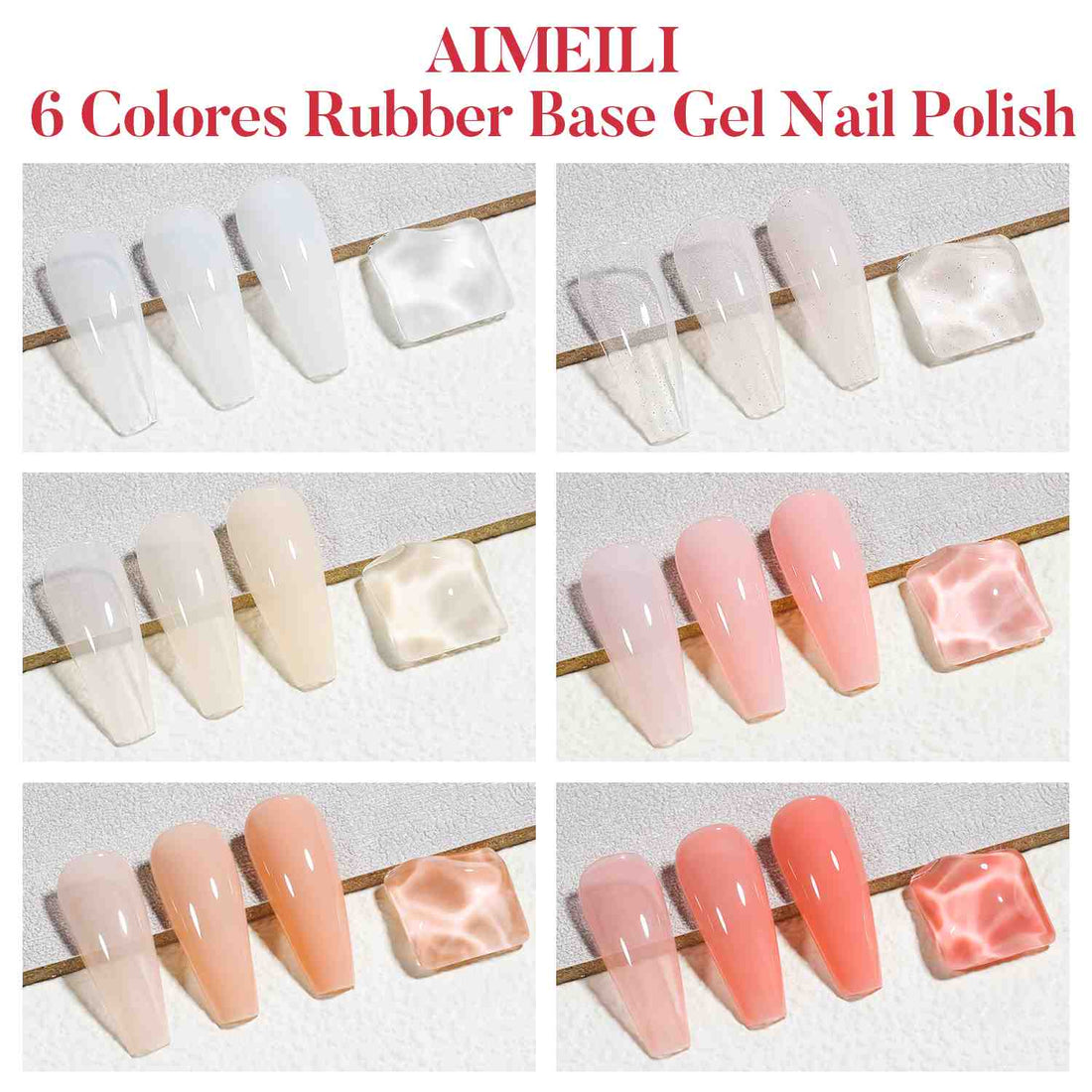 AIMEILI Builder Nail Gel – 6 Colors, 5ml | Nail Apex Builder | SET6-80_5ML