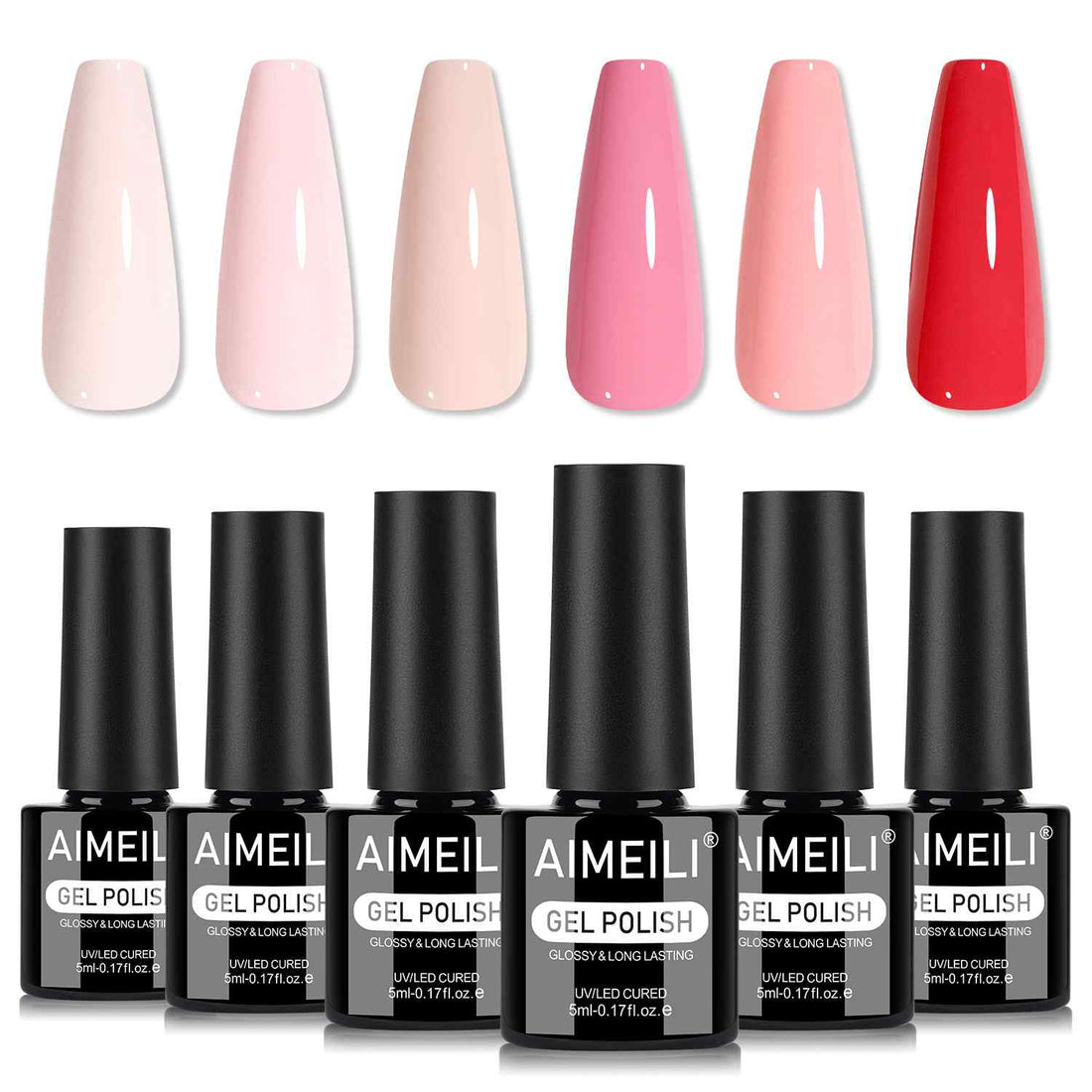 AIMEILI Nude Pink Gel Nail Polish – 6 Colors, 5ml | Soft &amp; Elegant | SET6-81_5ML