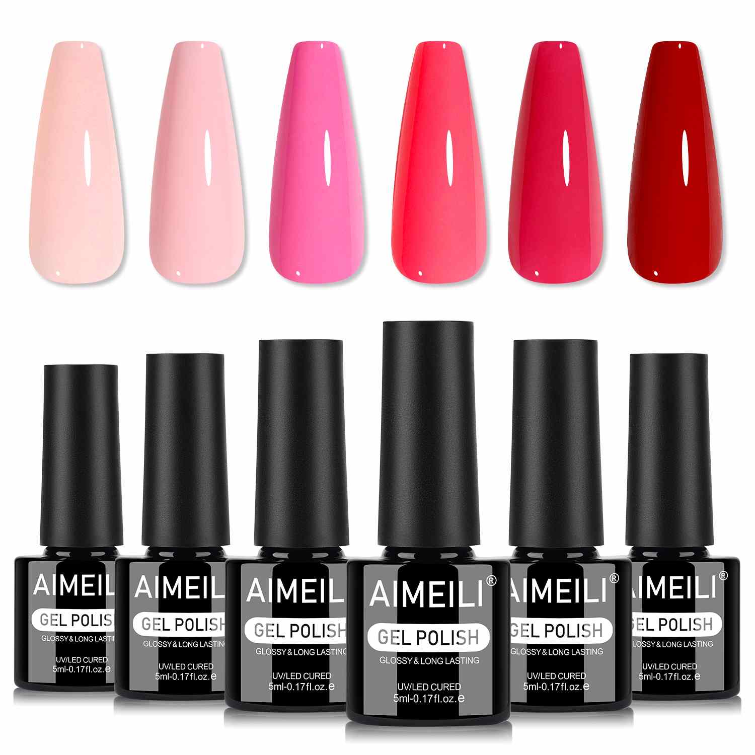 AIMEILI Pink Gel Nail Polish – 6 Colors, 5ml | Soft &amp; Vibrant | SET6-82_5ML