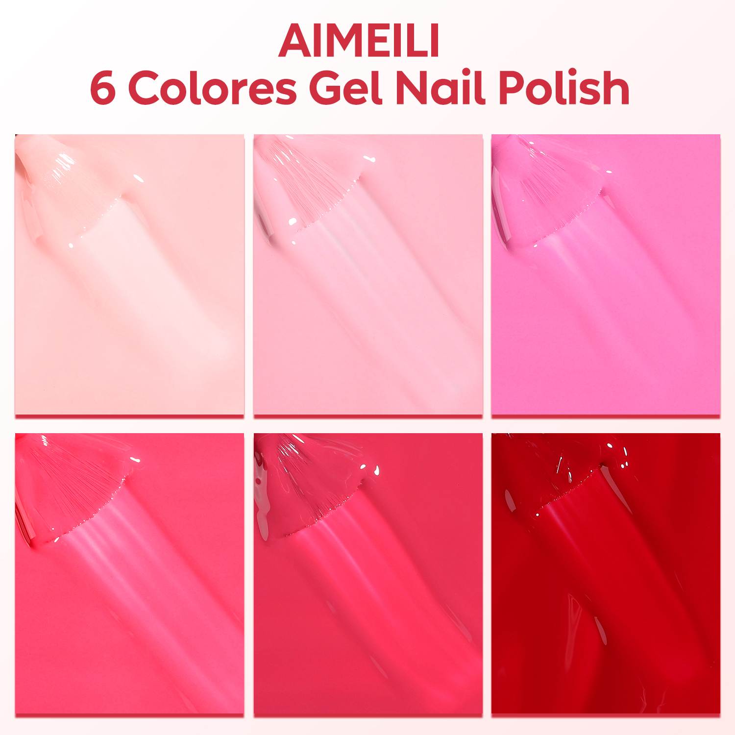 AIMEILI Pink Gel Nail Polish – 6 Colors, 5ml | Soft &amp; Vibrant | SET6-82_5ML