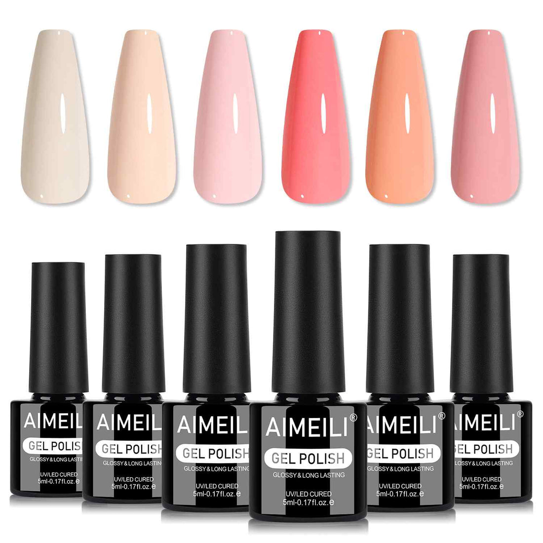 AIMEILI Nude Gel Nail Polish – 6 Colors, 5ml | Minimalist &amp; Versatile | SET6-83_5ML