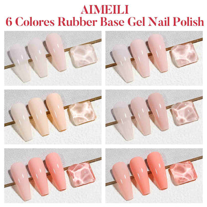 AIMEILI Rubber Base Gel – 6 Nude Colors, 5ml | Builder &amp; Strengthen | SET6-84_5ML