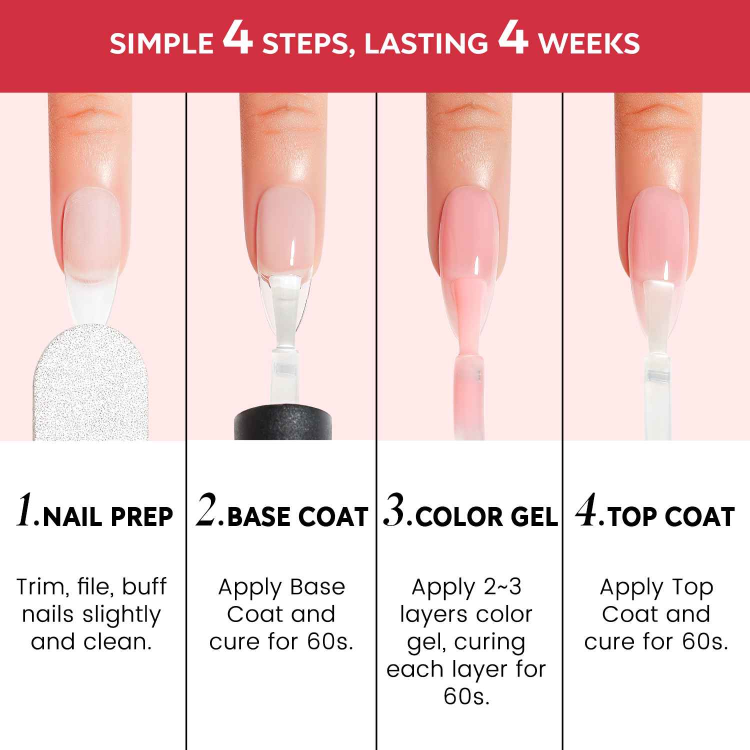 AIMEILI Builder Nail Gel – 6 Colors, 5ml | Strengthen Nails | SET6-88_5ML