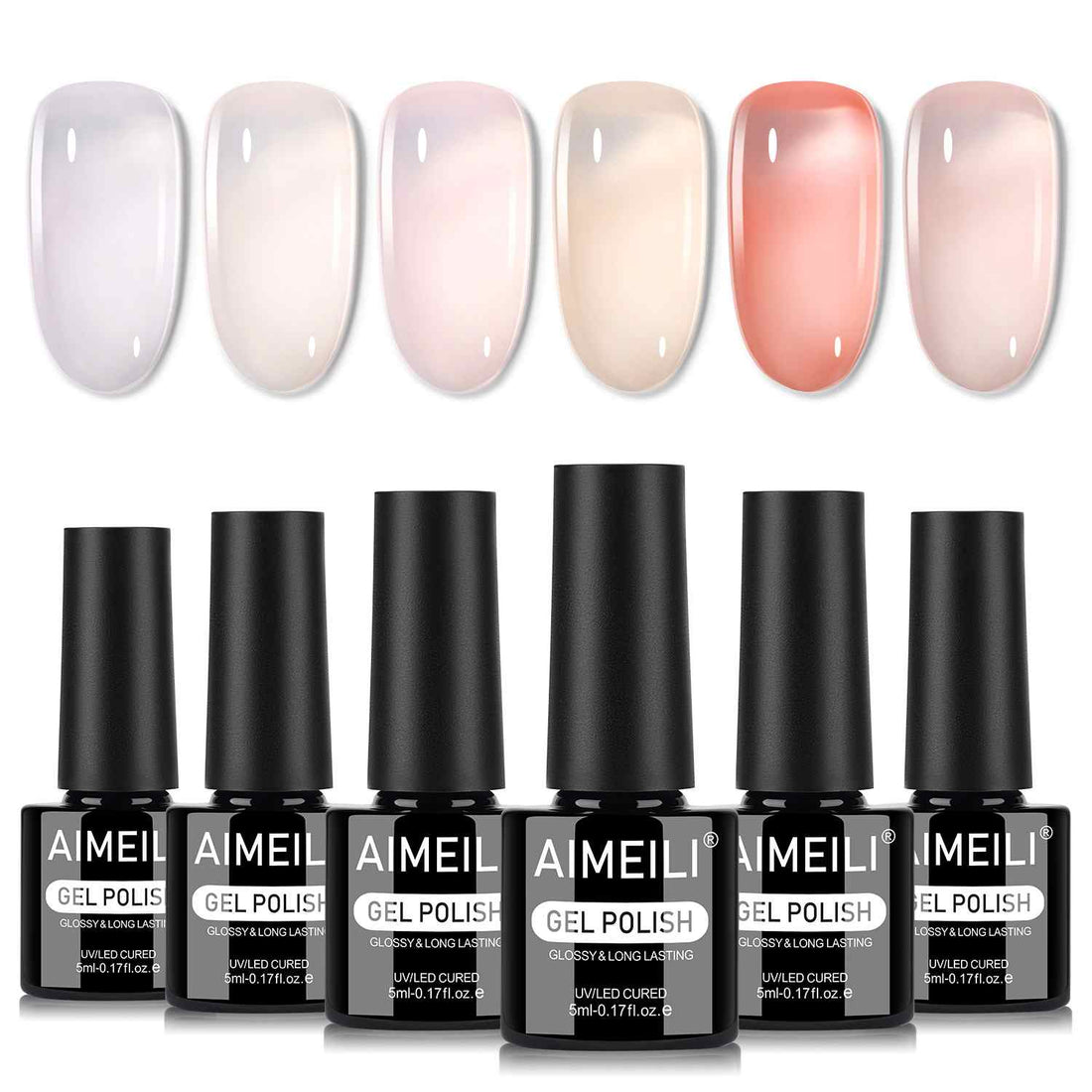 AIMEILI Builder Nail Gel – 6 Colors, 5ml | Strengthen Nails | SET6-88_5ML