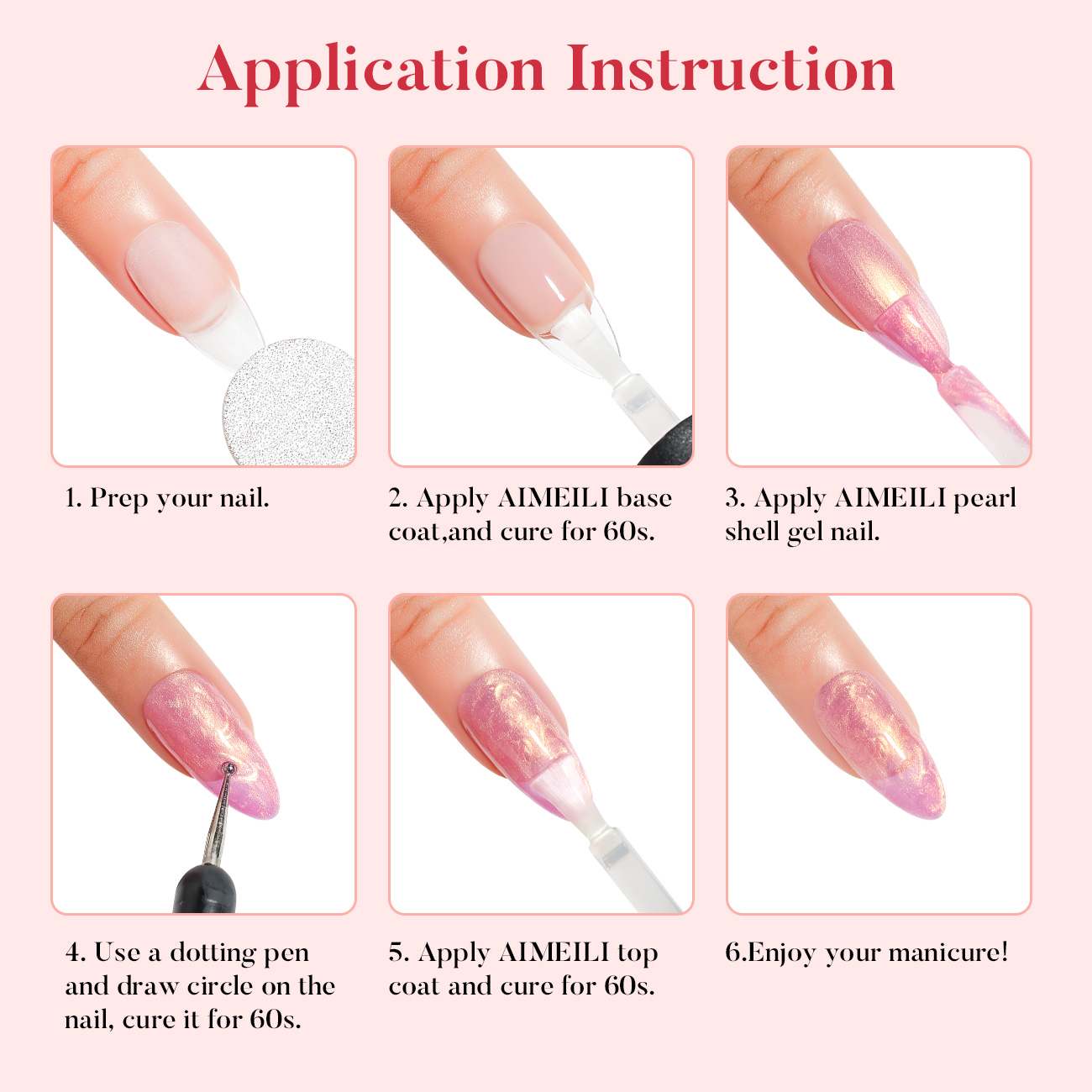 AIMEILI Pearl Gel Nail Polish – 6 Colors, 5ml | Shimmery &amp; Glossy | SET6-87_5ML