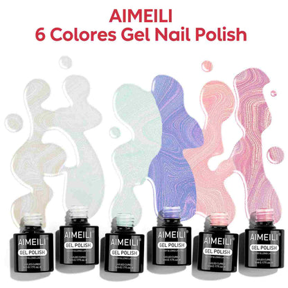 AIMEILI Pearl Gel Polish Set | 6pcs HEMA-Free Vegan Gel