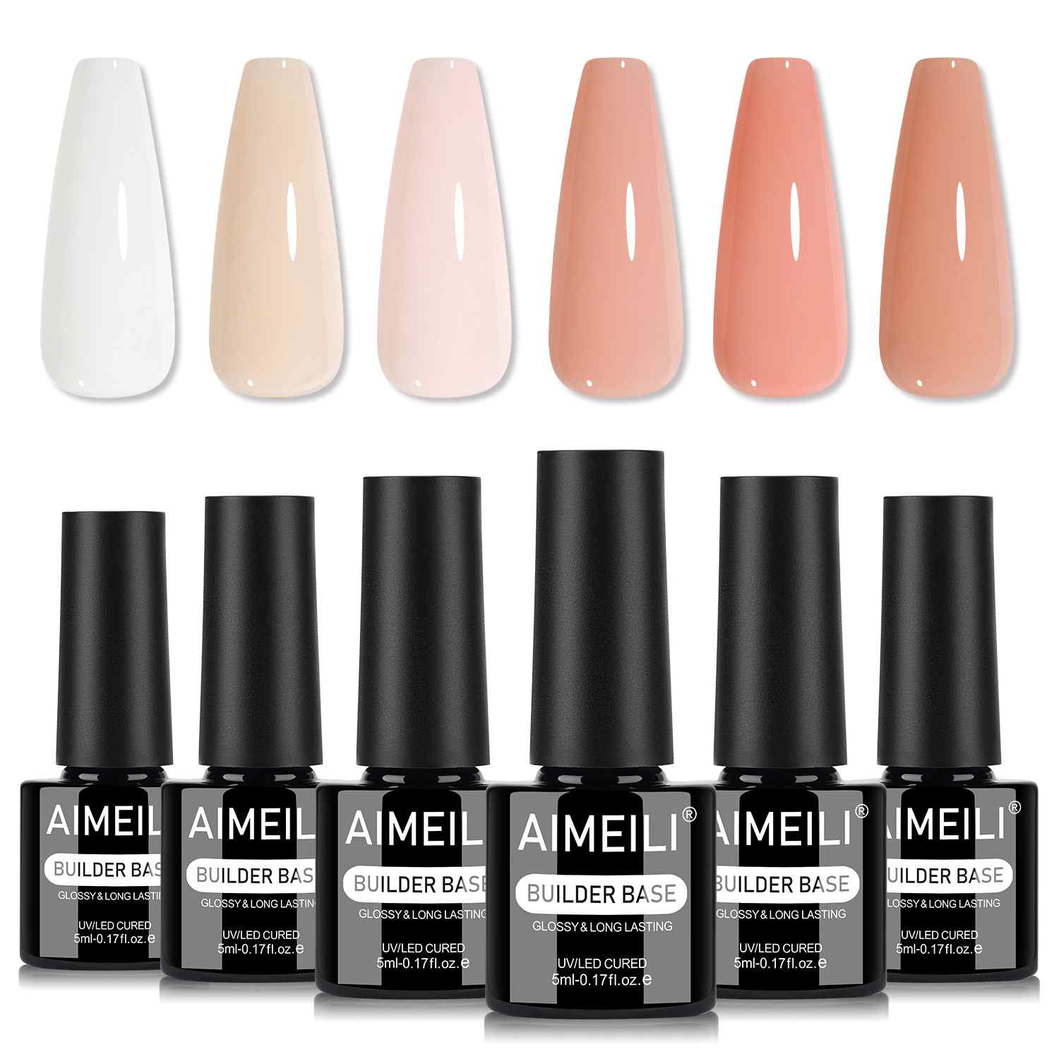 AIMEILI Builder Nail Gel – 6 Colors, 5ml | Strengthen Nails | SET6-88_5ML