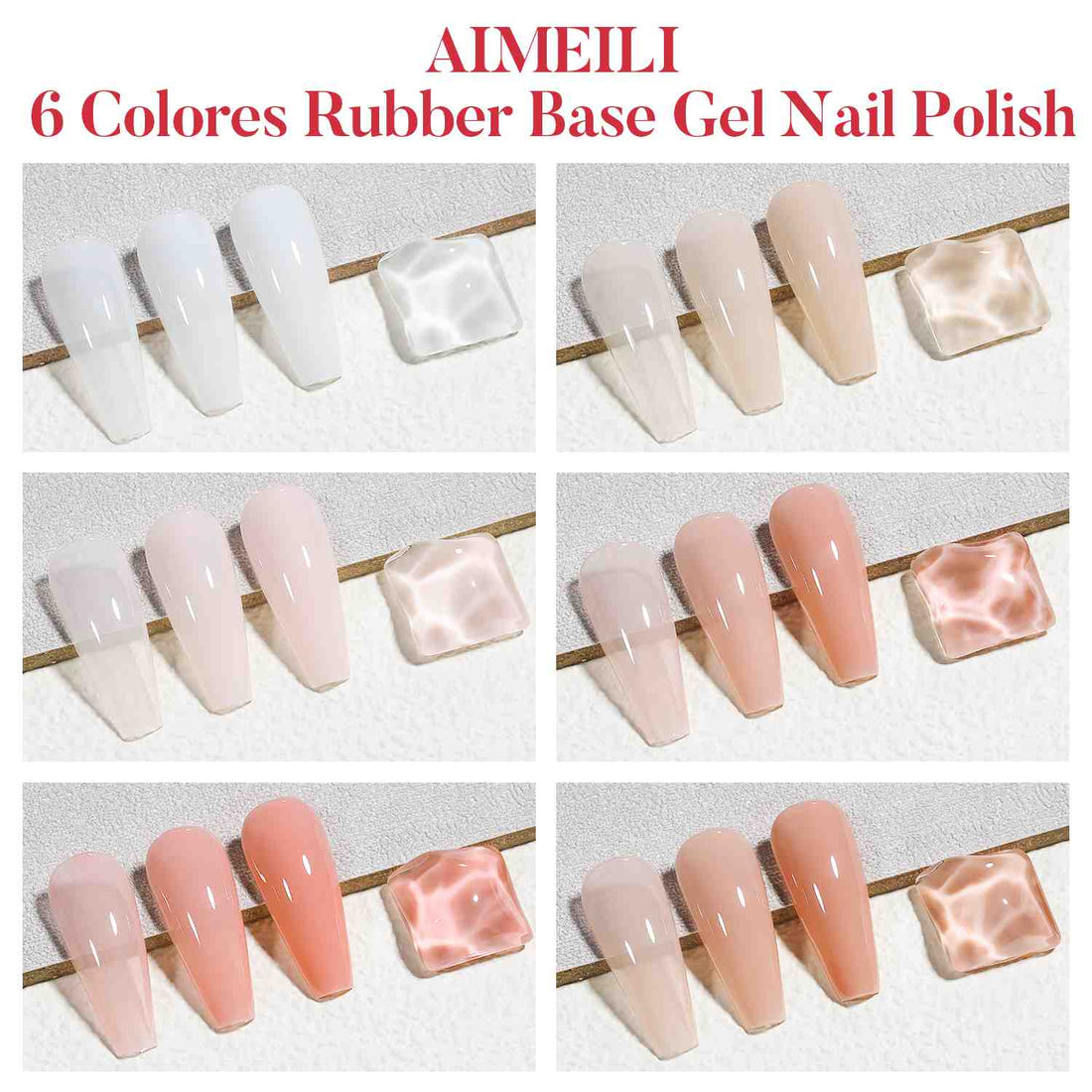 AIMEILI Builder Nail Gel – 6 Colors, 5ml | Strengthen Nails | SET6-88_5ML
