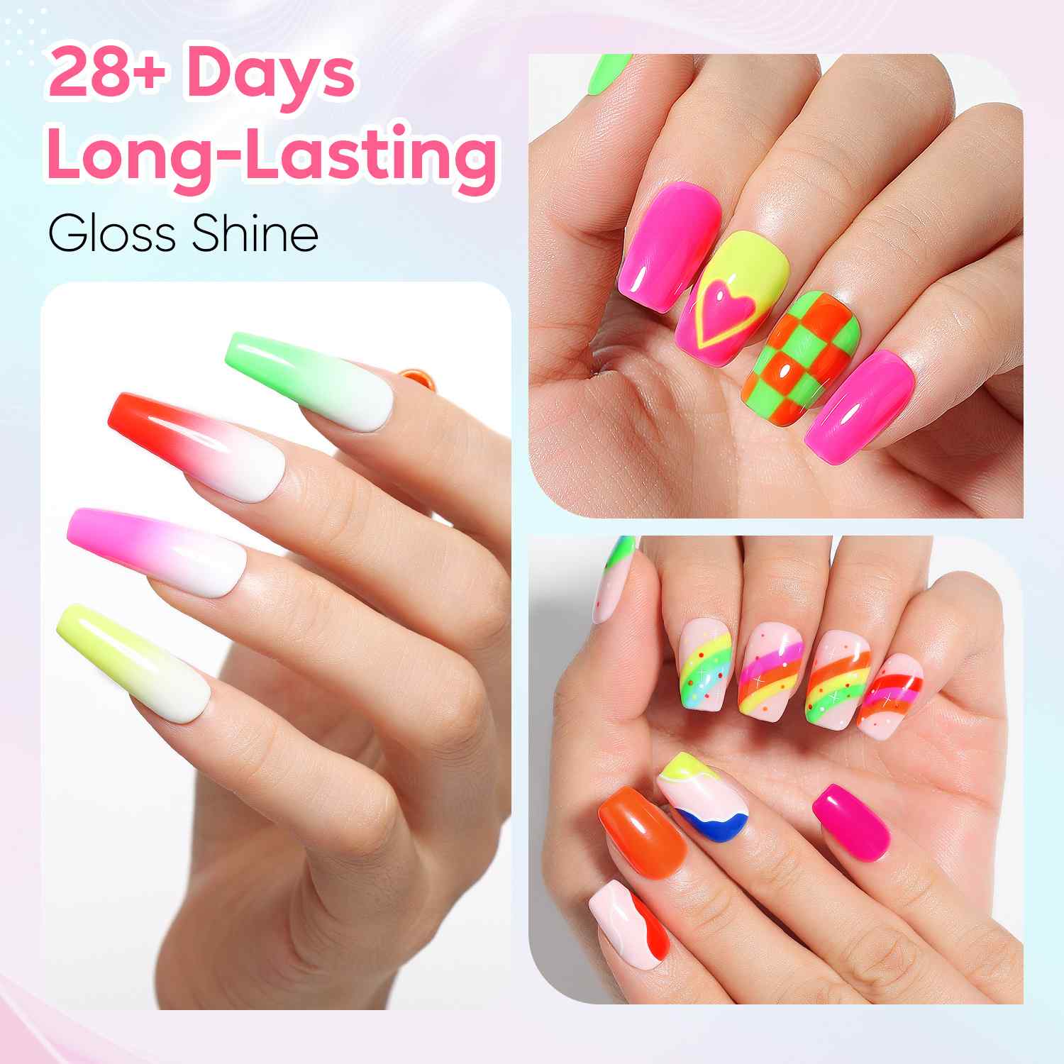 AIMEILI Neon Mix Gel Nail Polish Set 6pcs – HEMA Free Vegan | SET6-95_5ML