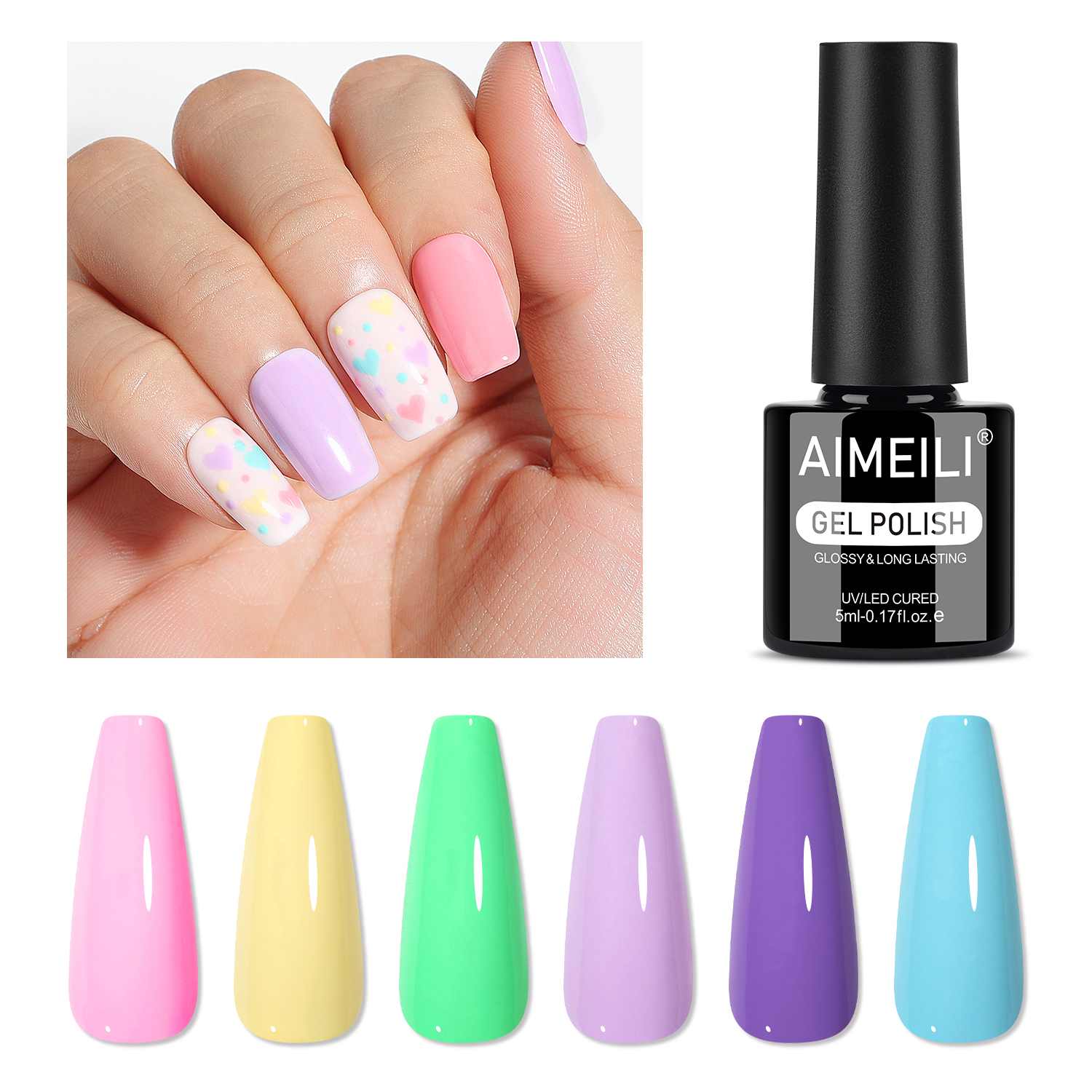AIMEILI Pastel Bright Gel Nail Polish Set 6pcs – HEMA Free Vegan | SET6-96_5ML